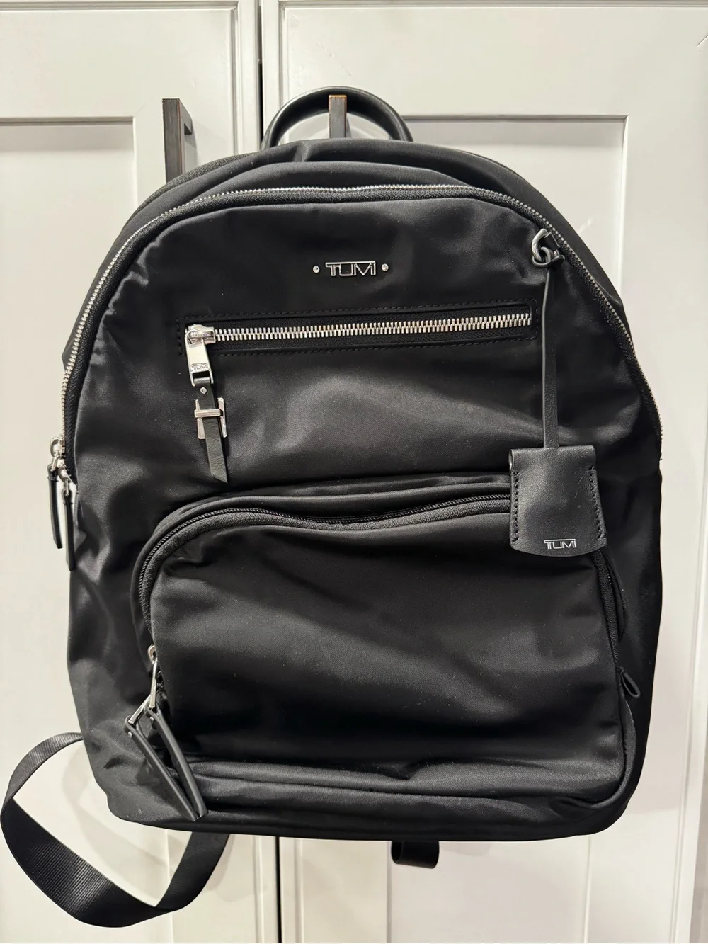 TUMI Backpack Black Nylon w/Silver Trim EUC